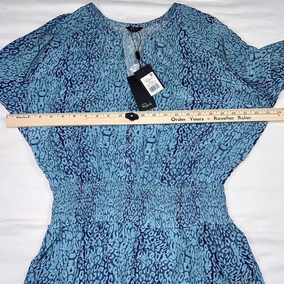 Rails Dress Size XL Blue Jasmine Jewel Cheetah Print Tiered Smocked Waist NWT - Picture 8 of 16